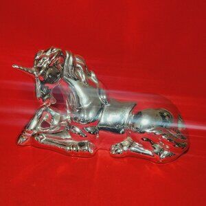 Unicorn Silver Tone Decorative Sculpture Figurine Home Decor